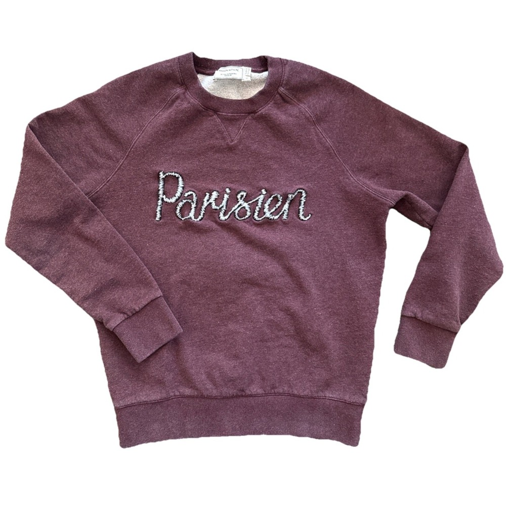 Maison‎ Kitsune Sweatshirt Women Small Parisien Burgundy Crewneck Portugal